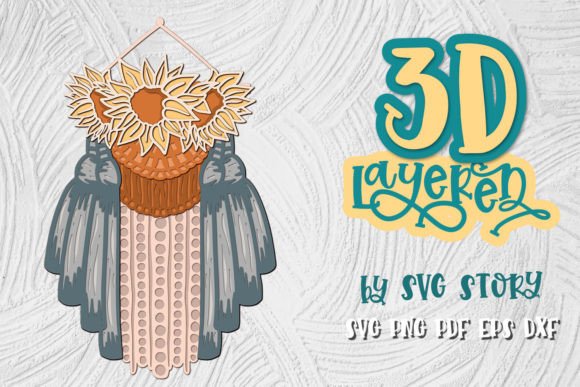 3D Macrame Design SVG with Sunflower: A Must-Have for Paper Flower Creations