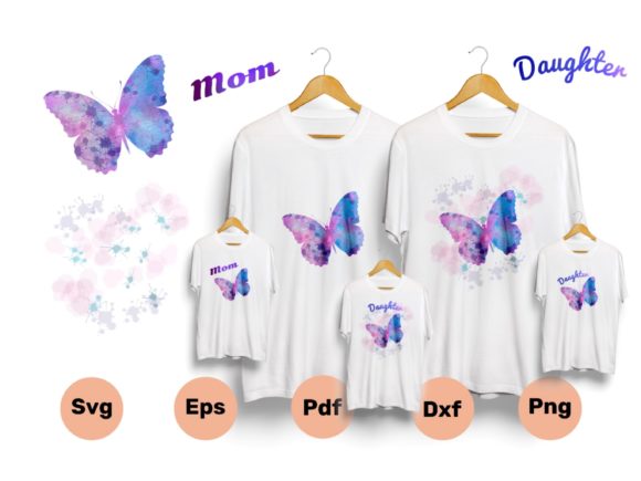 3D SVG Butterfly Watercolour Mom Clipart for T-Shirt Designs and Graphics