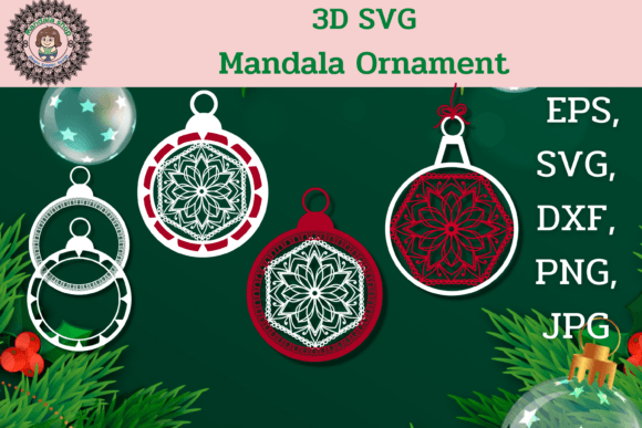 3D SVG Mandala Flower Ornaments for Laser Cutting Projects