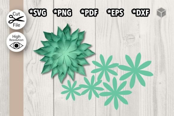 3D SVG Pointy Layered Succulent Template for Paper Flowers