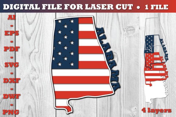 Alabama USA 3D SVG Flag for Crafts and Graphics