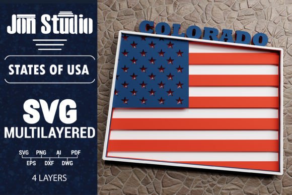 Colorado USA 3D SVG Flag for Crafts and Graphics