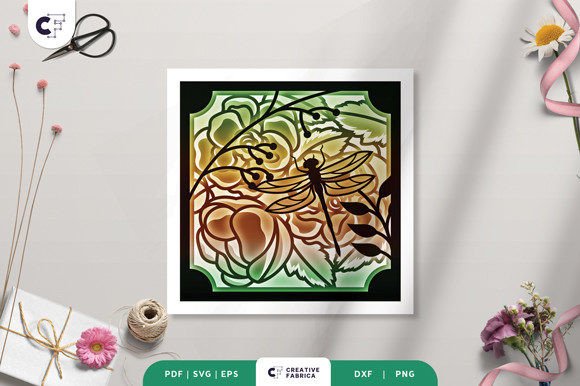 Dragonfly on Peony 3D SVG for Spring Campaigns