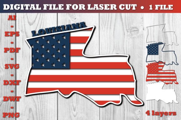 Embroidery Review: Louisiana USA 3D SVG Flag Paper Cut