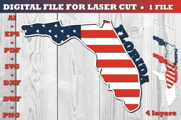 Florida USA 3D SVG Flag Paper Cut for Crafts and Graphics