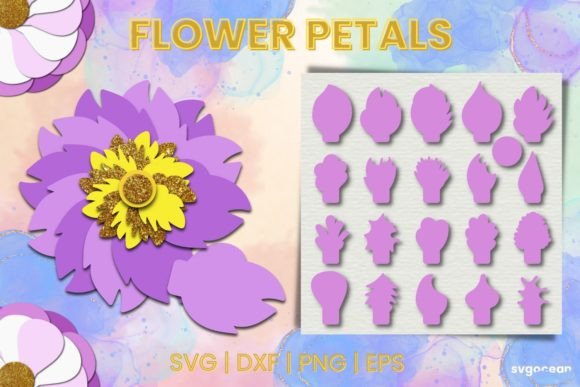 Flower Petal SVG Bundle: A 3D Graphic Design Asset for Paper Flowers & Creative Projects