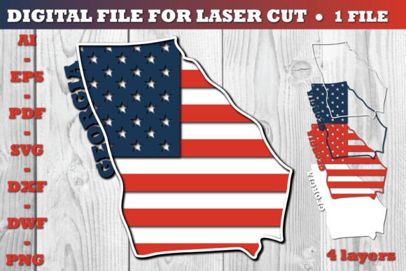 Georgia USA 3D SVG Flag Paper Cut for Crafts and Graphics