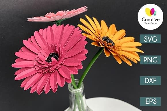 Gerbera Paper Flower 3D SVG: A Polished Design Asset for Content Creators