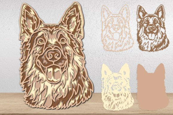German Shepherd Dog Multilayer SVG for Laser Cutting and Other Art Amp