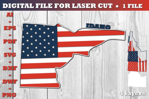 Idaho USA 3D SVG Flag Paper Cut for Crafts and Graphics