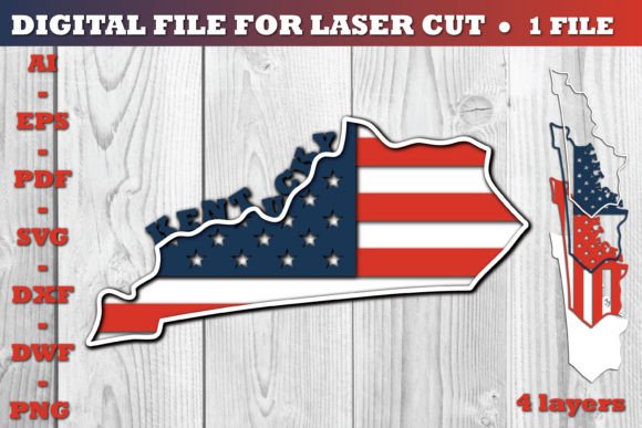 Kentucky USA 3D SVG Flag for Crafts and Graphics