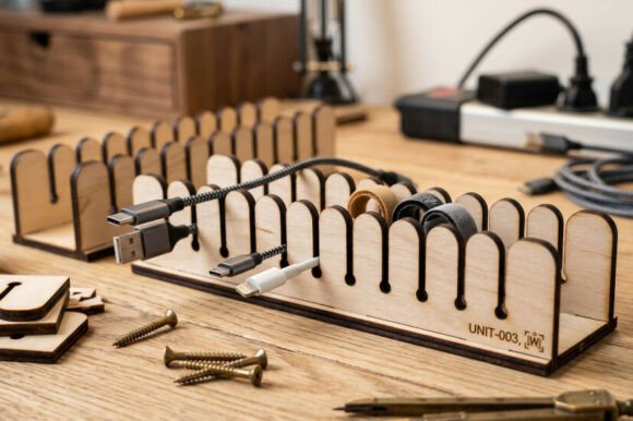 Laser Cut Cable Organiser SVG for Home Decor and Branding