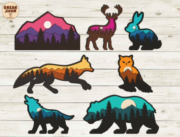 Layered Wildlife Laser Cut SVG Bundle for Home Decor