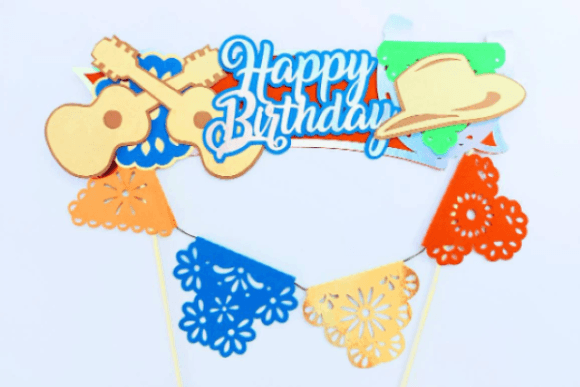 Mini Banner Cake Topper 3D SVG for Birthday Crafts