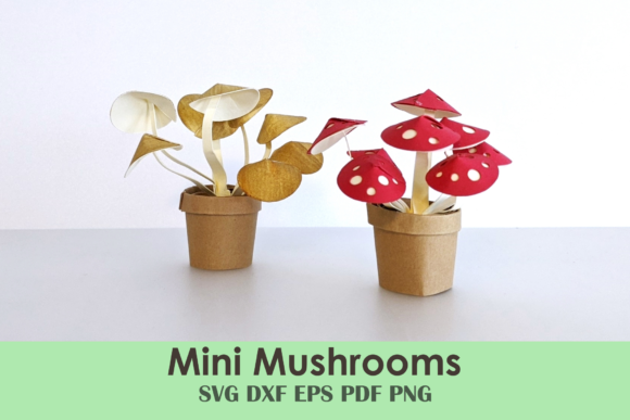 Mini Mushroom and Planter 3D SVG for Paper Flowers