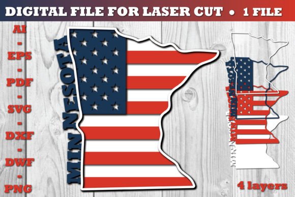 Mininesota USA 3D SVG Flag Paper Cut for Crafts and Graphics