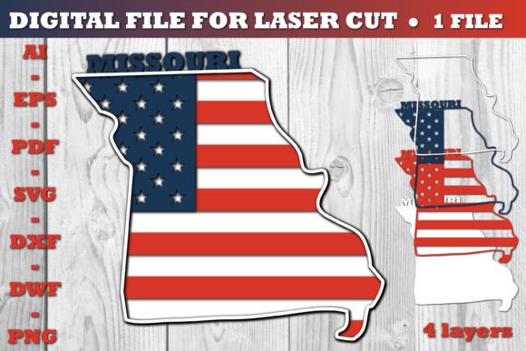 Missouri USA 3D SVG Flag for Crafts and Graphics