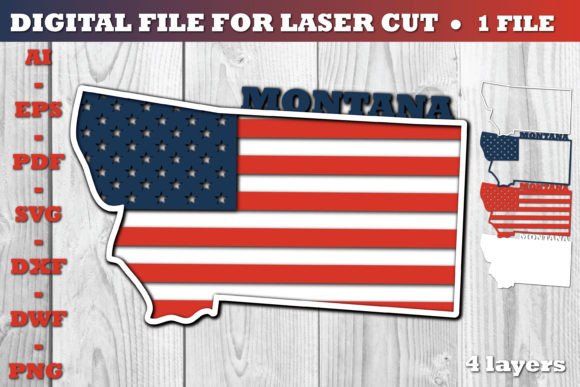 Montana USA 3D SVG Flag Paper Cut: A Powerful Graphics Asset for Crafts & Branding