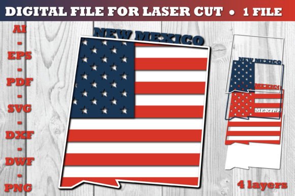 New Mexico USA 3D SVG Flag Paper Cut for Graphics and Crafts