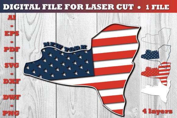 New York USA 3D SVG Flag Paper Cut: A Creative Design Asset for Blogs and Crafts