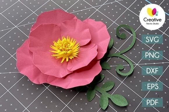 Paper Flower Template №10: A 3D SVG Design for Elegant Branding
