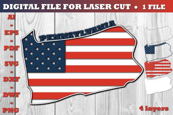 Pennsylvania USA 3D SVG Flag for Crafts and Graphics