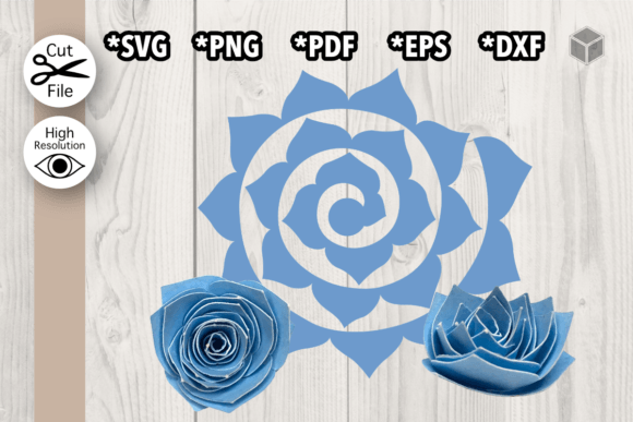 Pointy Roll Up Flower: A 3D SVG Graphic for Paper Flowers