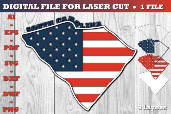 South Carolina USA 3D SVG Flag for Crafts and Graphics
