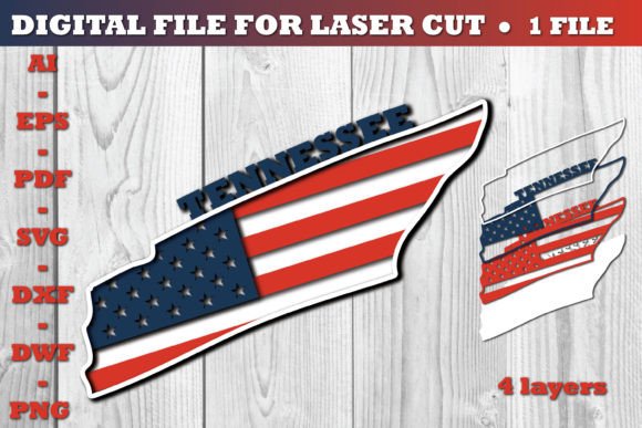 Tennessee USA 3D SVG Flag Paper Cut: A Graphics Asset for Creative Crafts and Web Publishing