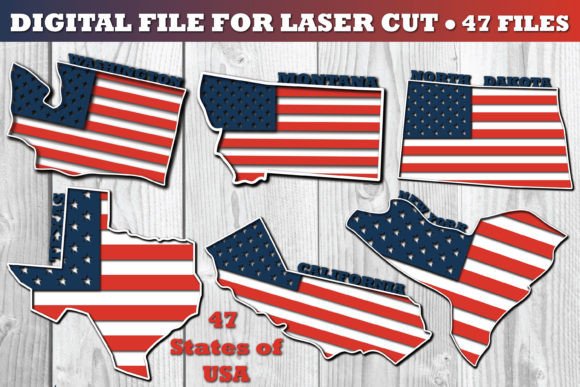 USA States 3D SVG Flag Paper Cut Bundle: A Crafts-Friendly Graphic Design Asset