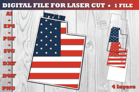 Utah USA 3D SVG Flag for Crafts and Graphics