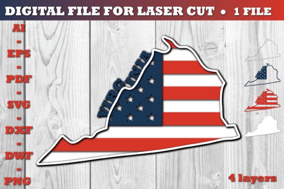 Virginia USA 3D SVG Flag for Crafts and Graphics